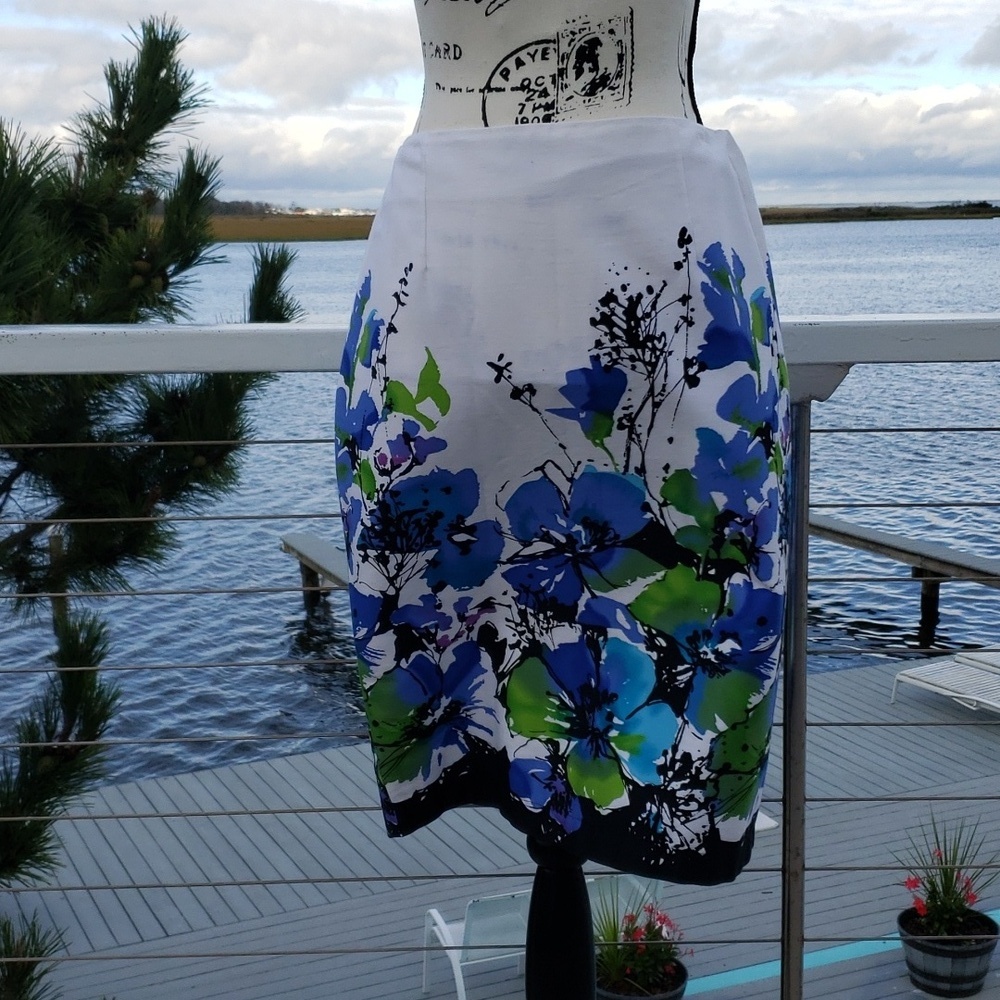 Notations floral turquoise floral Pencil Skirt, Size S